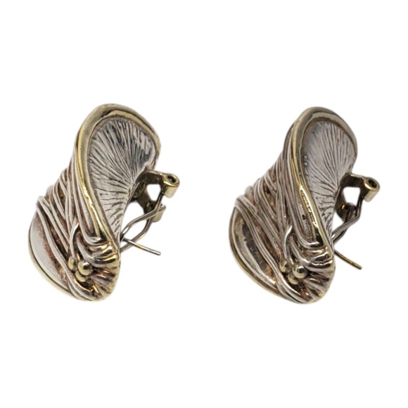 Jem Sterling Silver Gold Plated Accent Wide Floral Earrings #20797 - Picture 3 of 11